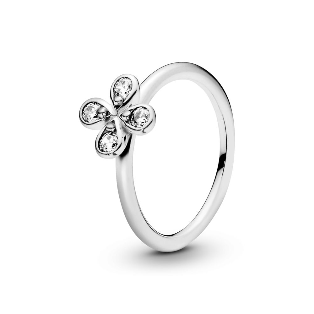 Pandora silver cz flower store petals band ring