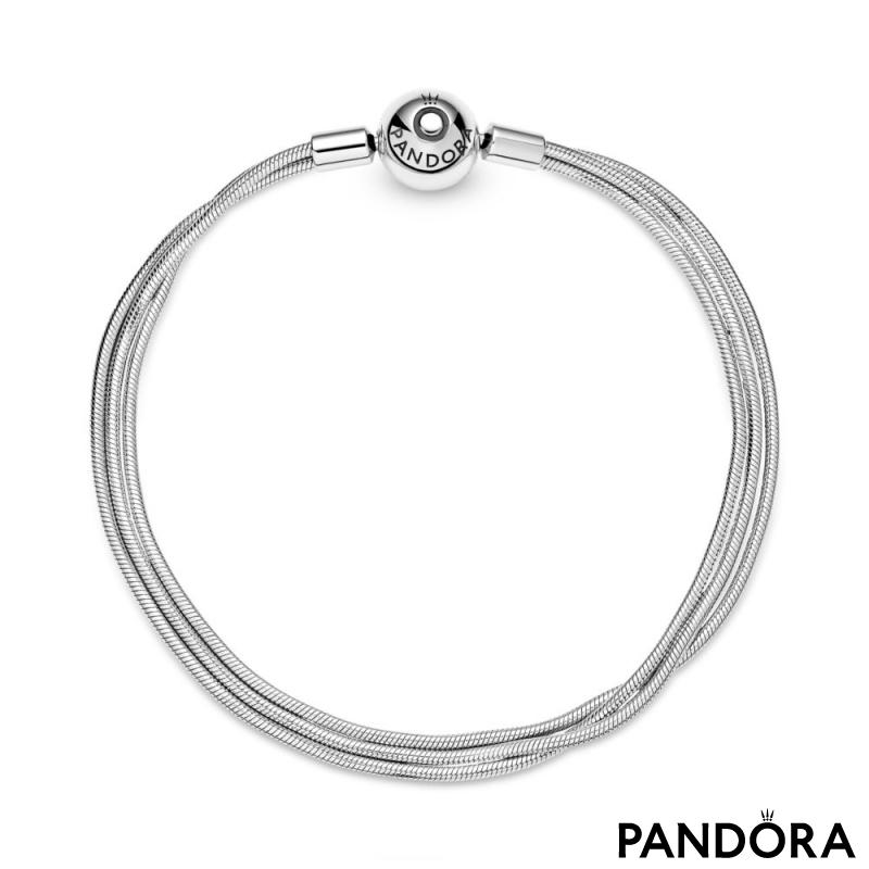 Silver Pandora Multi Strand Bracelet With Charm | eBay